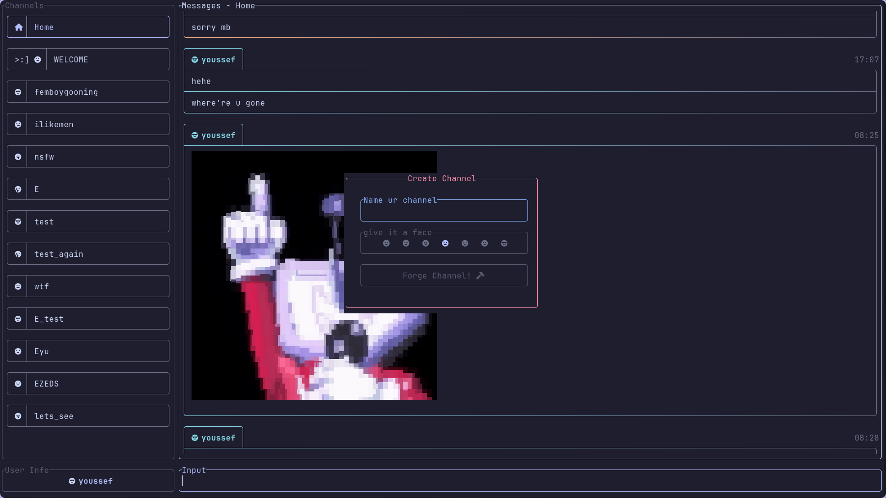 Create channel dialog